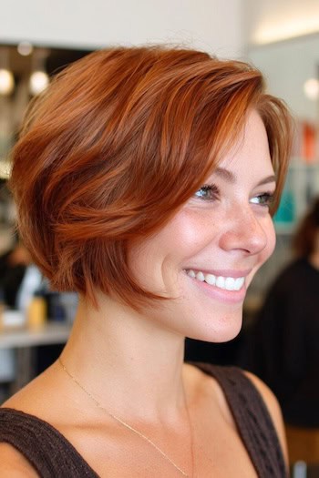 Vibrant Rounded Pixie Bob Haircut