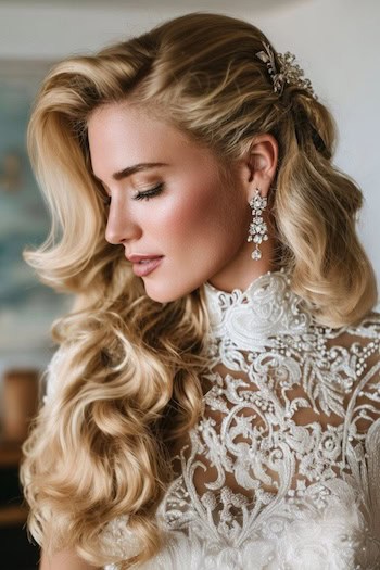 Voluminous Waves with Barrette Hairstyle