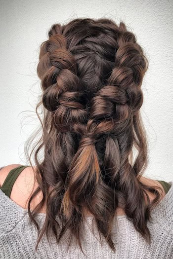Chunky Double Dutch Braid on Medium-Length Hair