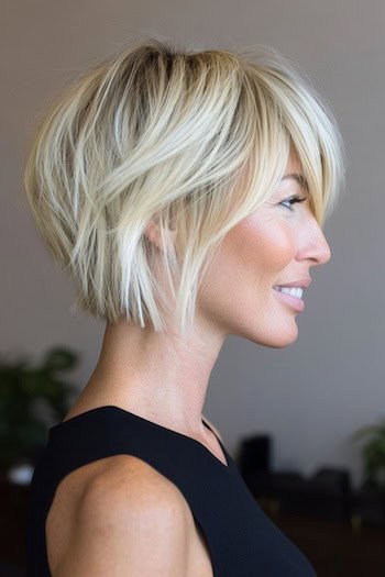 Stacked Bixie with Shadow Root Haircut