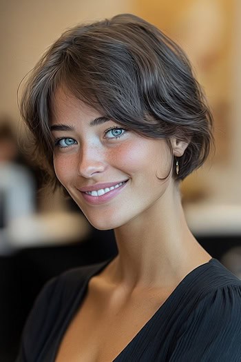 Rounded Bixie with Side Bangs Haircut