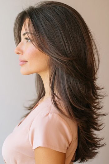 Long Layers With Flipped Ends Hairstyle