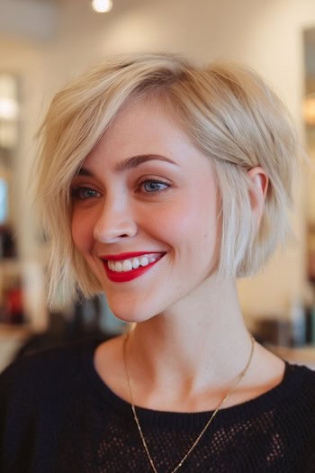 Choppy Bixie with Side Part Haircut