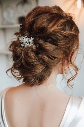 Twisted Updo with Pearl Detail Hairstyle