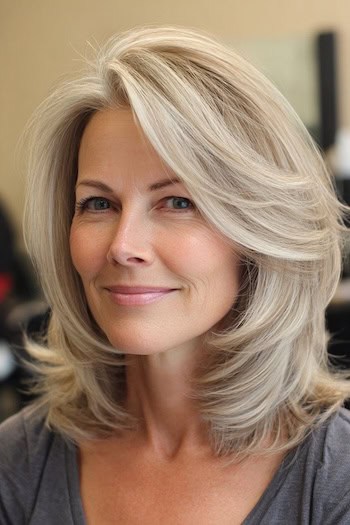 Face-Framing Layered Bob with Side-Swept Bangs Hairstyle