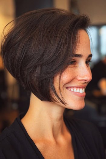 Brunette Bixie with Side Part Haircut