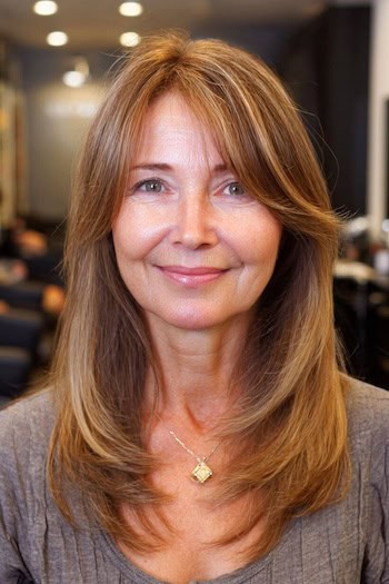 Long Layers with Wispy Side-Swept Bangs Hairstyle