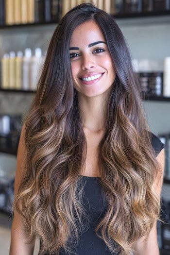 Extra Long Ombre Waves Hairstyle