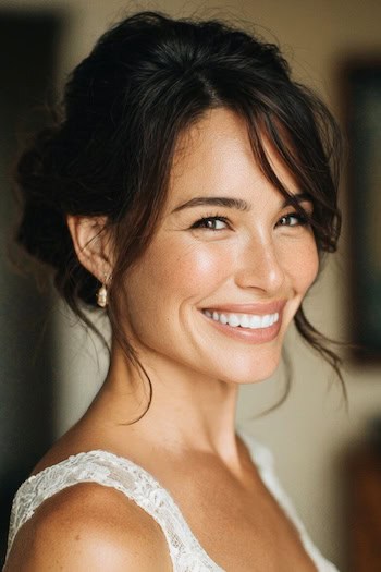 Textured Updo with Sweeping Side Bangs Hairstyle