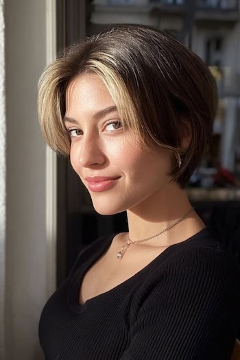 Two-Tone Bixie with Money Piece Haircut