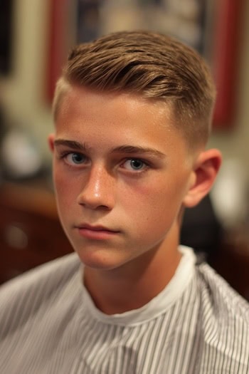 Side Part Brush Up with Fade Haircut