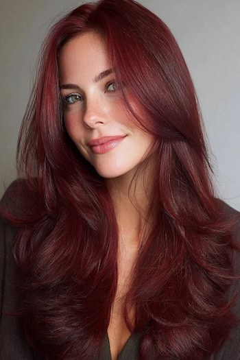 Cherry Red Long Blended Layers