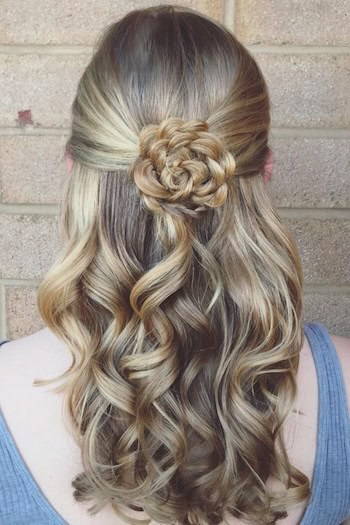 Flower Braid with Curls Hairstyle