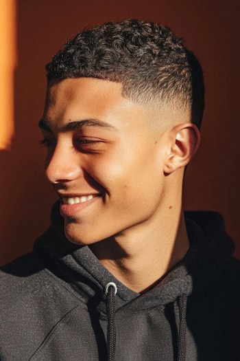Low Skin Fade With Curly Crop
