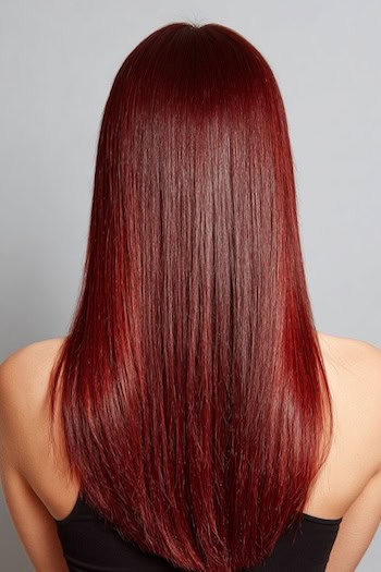 Long Straight Cherry Red Hair