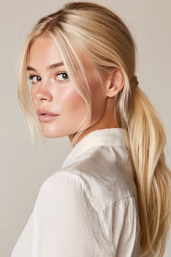 Low Ponytail With Face-Framing Pieces Hairstyle