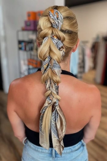 Braid With Scarf Detail Hairstyle