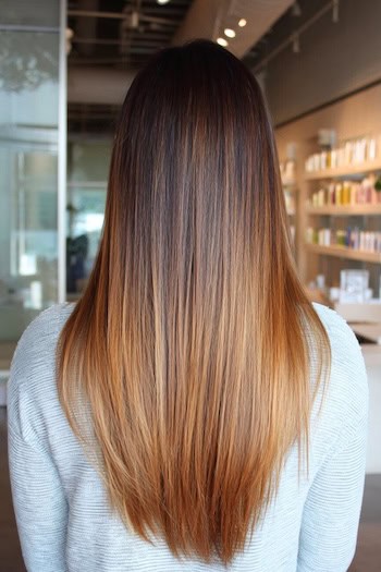 Caramel Ombre on Straight Hair