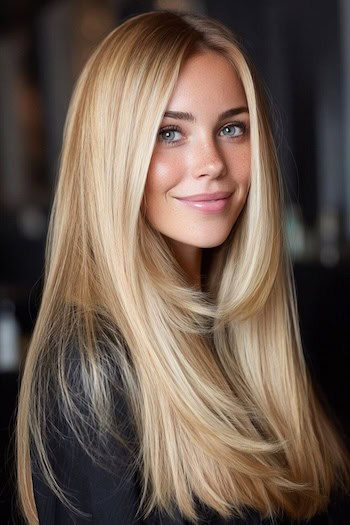 Long Blonde Hair with Face-Framing Layers