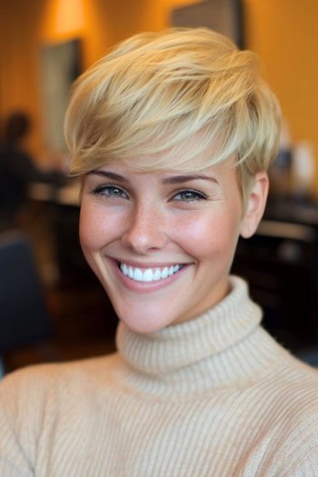Side-Swept Blonde Pixie