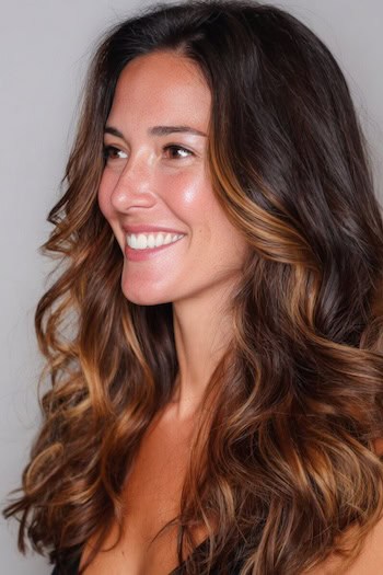 Tousled Caramel Highlighted Waves