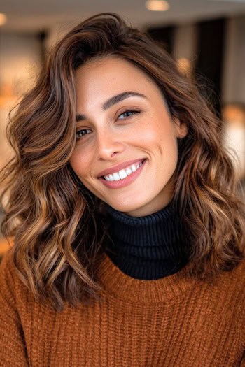 Caramel Highlighted Wavy Ribbons