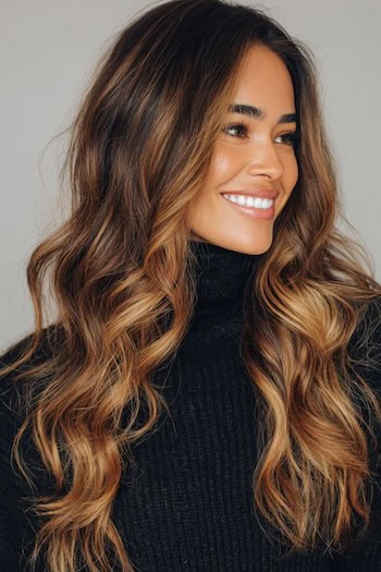 Caramel Latte on Deep Brown Waves