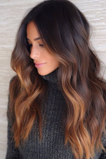 Face-Framing Caramel Highlights Hair Color