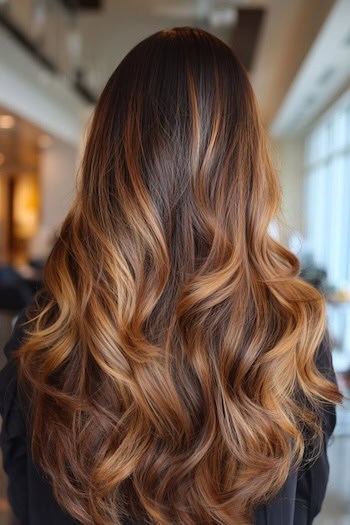 Bright Caramel Balayage Hair Color