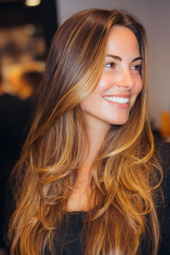 Honey Caramel with Golden Undertones Hair Color