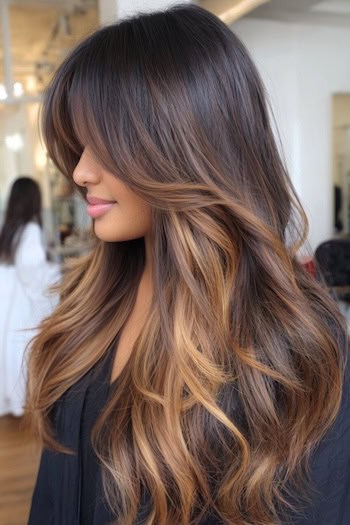 Bronzed Caramel Balayage Hair Color