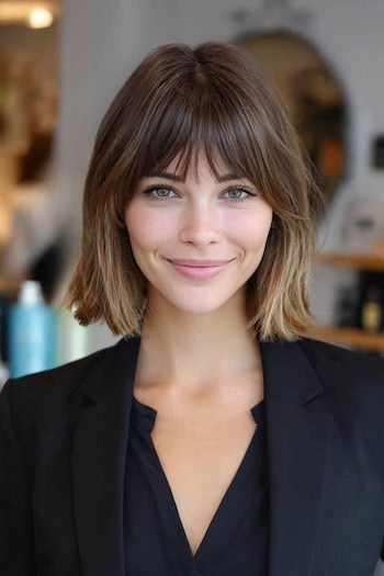 Ombre Bob with Bangs Haircut