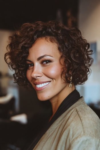 Short Curly Bob with Layers Haircut