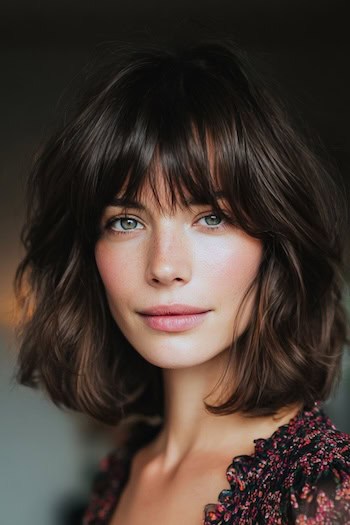Tousled Bob with Bangs Haircut