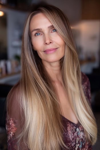Side Part With Balayage Highlights Hairstyle