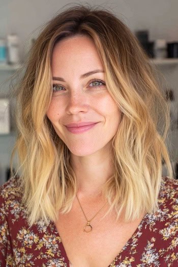 Tousled Blunt Long Bob Hairstyle