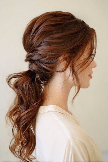 Messy Low Ponytail Twist Hairstyle