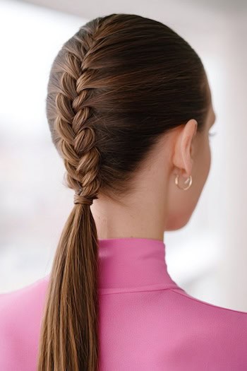 Classic French Braid Low Ponytail Hairstyle