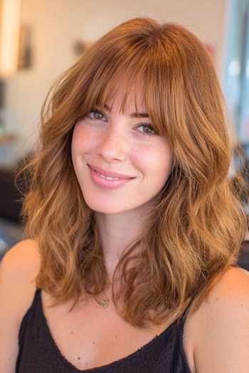 Tousled Waves With Bangs Hairstyle