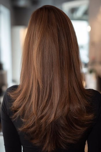 Long V-Cut Layers Hairstyle