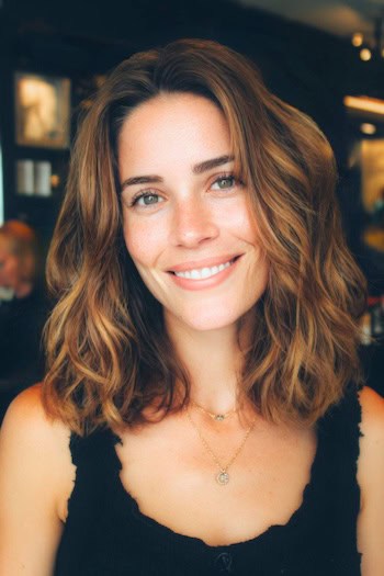 Shoulder-Length Balayage Waves Hairstyle