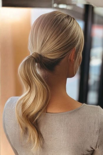 Low Ponytail with Structured Wave Hairstyle