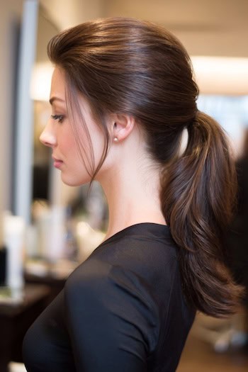 Rounded Low Ponytail with Fullness Hairstyle