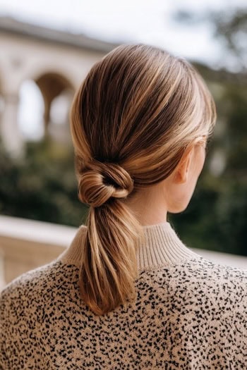 Knotted Low Ponytail Hairstyle