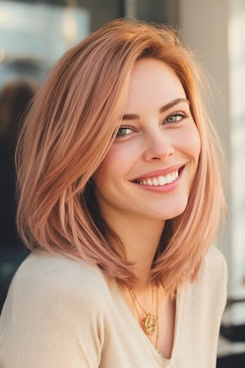 Rose Gold Lob Hairstyle