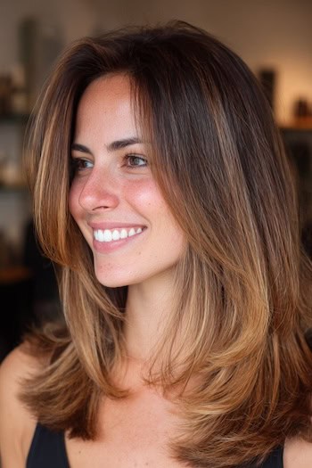 Highlighted Face-Framing Layers Hairstyle