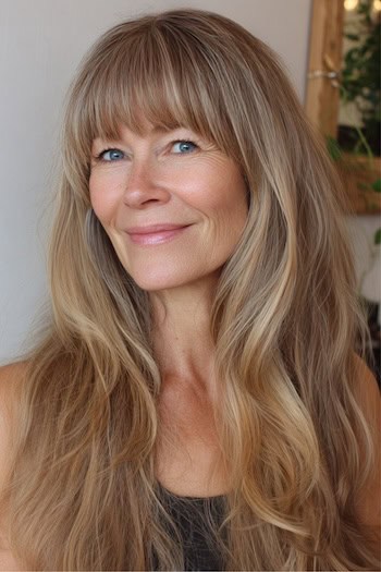Long Waves With Bangs Hairstyle