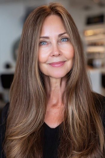 Soft Highlights on Long Fine Hair Hairstyle