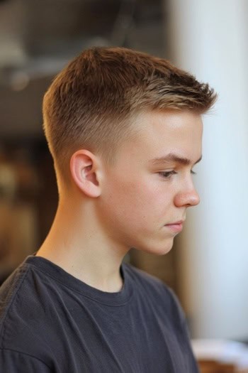 Brushed-Up Crop with Clean Low Fade Haircut