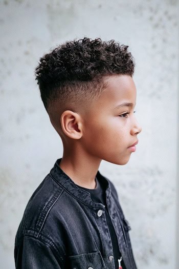 Mid Fade with Curly Top Boys Haircut